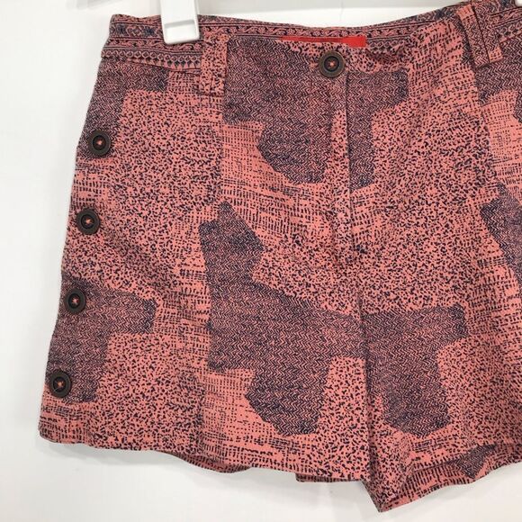 Anthropologie Cartonnier Island Hopper Peach Navy Speckle Button Side Shorts - Picture 8 of 16